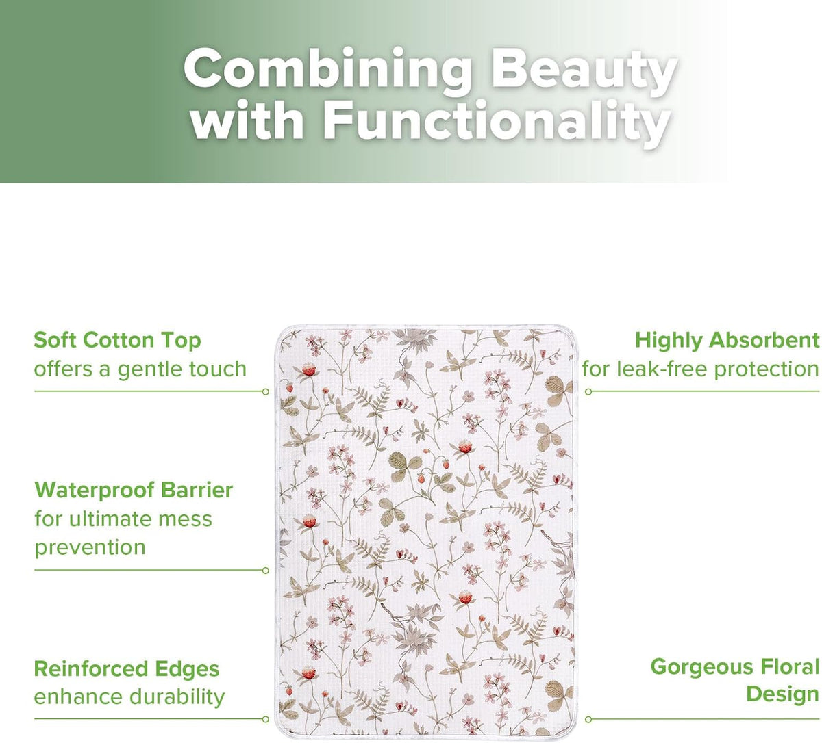 Waterproof Changing Pad Liners (1pc, 19.7" x 27.5" Vintage Garden)