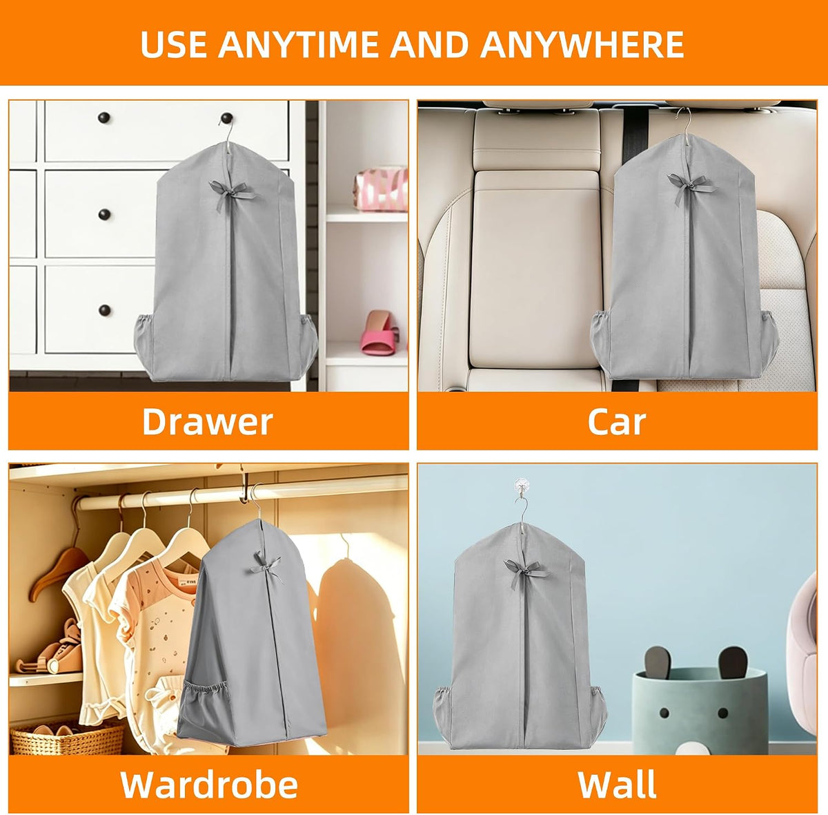 Hanging Diaper Stacker Organizer for Crib, Roomy Storage Caddy, 1PK