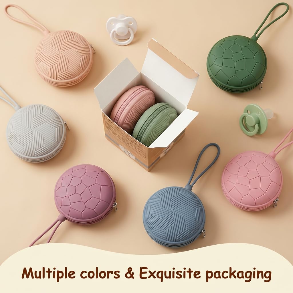 3 Pack Pacifier Holder Case,Silicone Portable Pacifier Cover Pouch Bag for Diaper Bags Baby Carriage,Pacifier Storage Container Box,Easy to Clean,(Blush+Black+Grey)