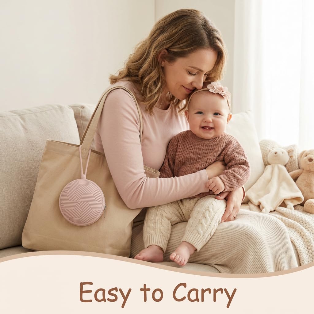 3 Pack Pacifier Holder Case,Silicone Portable Pacifier Cover Pouch Bag for Diaper Bags Baby Carriage,Pacifier Storage Container Box,Easy to Clean,(Blush+Black+Grey)
