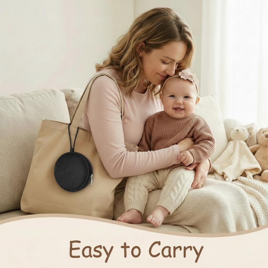 3 Pack Pacifier Holder Case,Silicone Portable Pacifier Cover Pouch Bag for Diaper Bags Baby Carriage,Pacifier Storage Container Box,Easy to Clean,(Blush+Black+Grey)