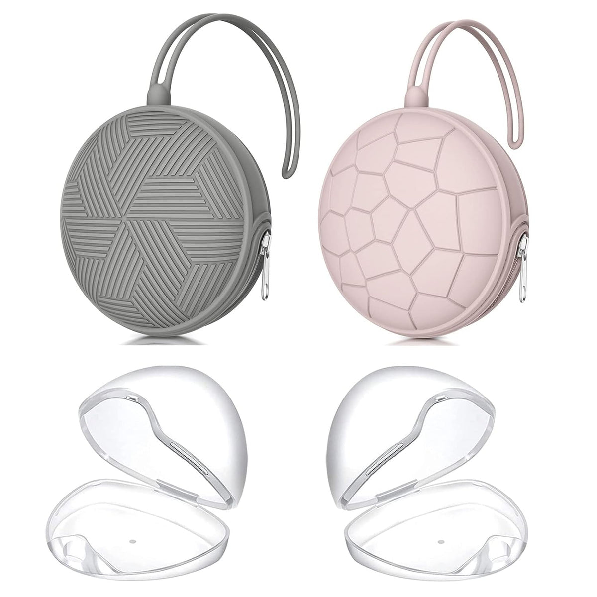 3 Pack Pacifier Holder Case,Silicone Portable Pacifier Cover Pouch Bag for Diaper Bags Baby Carriage,Pacifier Storage Container Box,Easy to Clean,(Blush+Black+Grey)