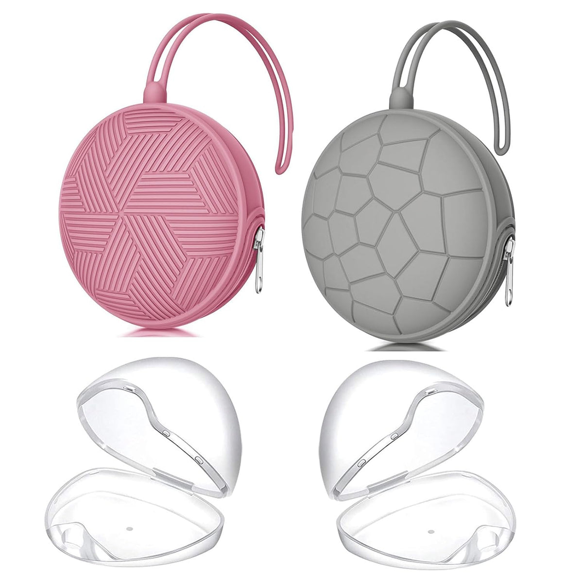 3 Pack Pacifier Holder Case,Silicone Portable Pacifier Cover Pouch Bag for Diaper Bags Baby Carriage,Pacifier Storage Container Box,Easy to Clean,(Blush+Black+Grey)