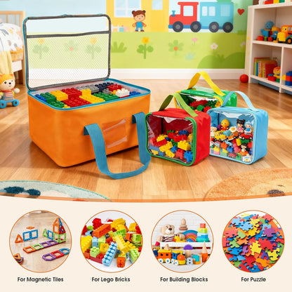8 Packs Magnetic Tiles Storage Bags, Multi-Size Toy Organizer with Mesh Pockets & Label Pockets for Magnetic Building Tiles, Lego, Puzzle, Board Game, Travel Case