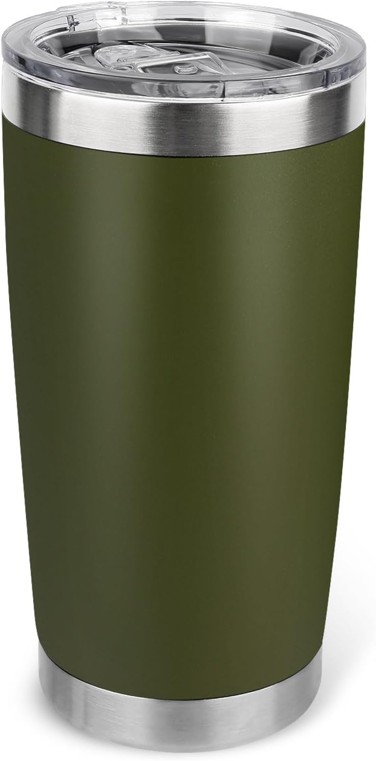 20oz Stainless Steel Tumbler with Lid, Travel Mug - Double Wall Vacuum Powder Coated Cup - Red, 1 Pack