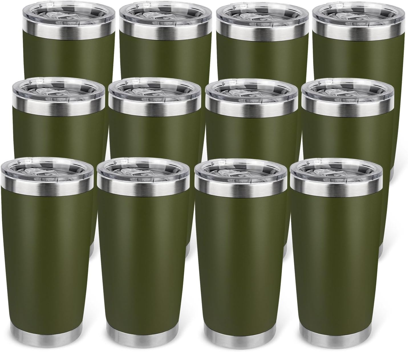 20oz Stainless Steel Tumbler with Lid, Travel Mug - Double Wall Vacuum Powder Coated Cup - Red, 1 Pack