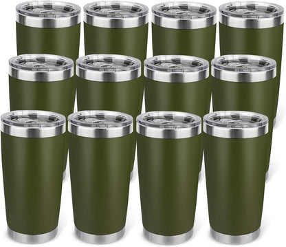 20oz Stainless Steel Tumbler with Lid, Travel Mug - Double Wall Vacuum Powder Coated Cup - Red, 1 Pack