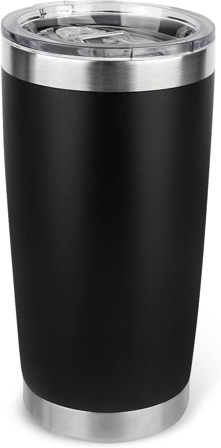 20oz Stainless Steel Tumbler with Lid, Travel Mug - Double Wall Vacuum Powder Coated Cup - Red, 1 Pack