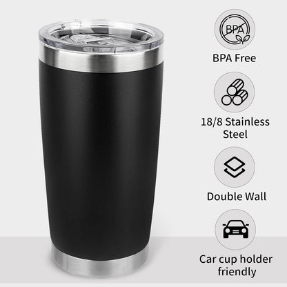 20oz Stainless Steel Tumbler with Lid, Travel Mug - Double Wall Vacuum Powder Coated Cup - Red, 1 Pack