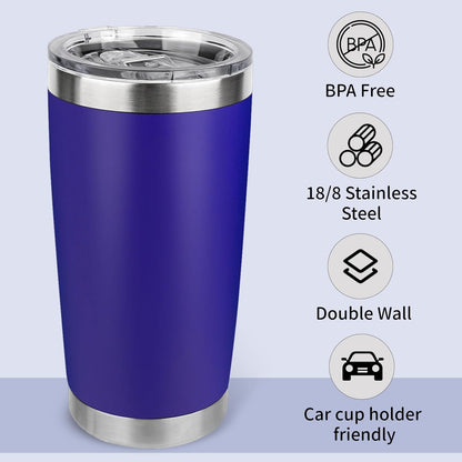 20oz Stainless Steel Tumbler with Lid, Travel Mug - Double Wall Vacuum Powder Coated Cup - Red, 1 Pack