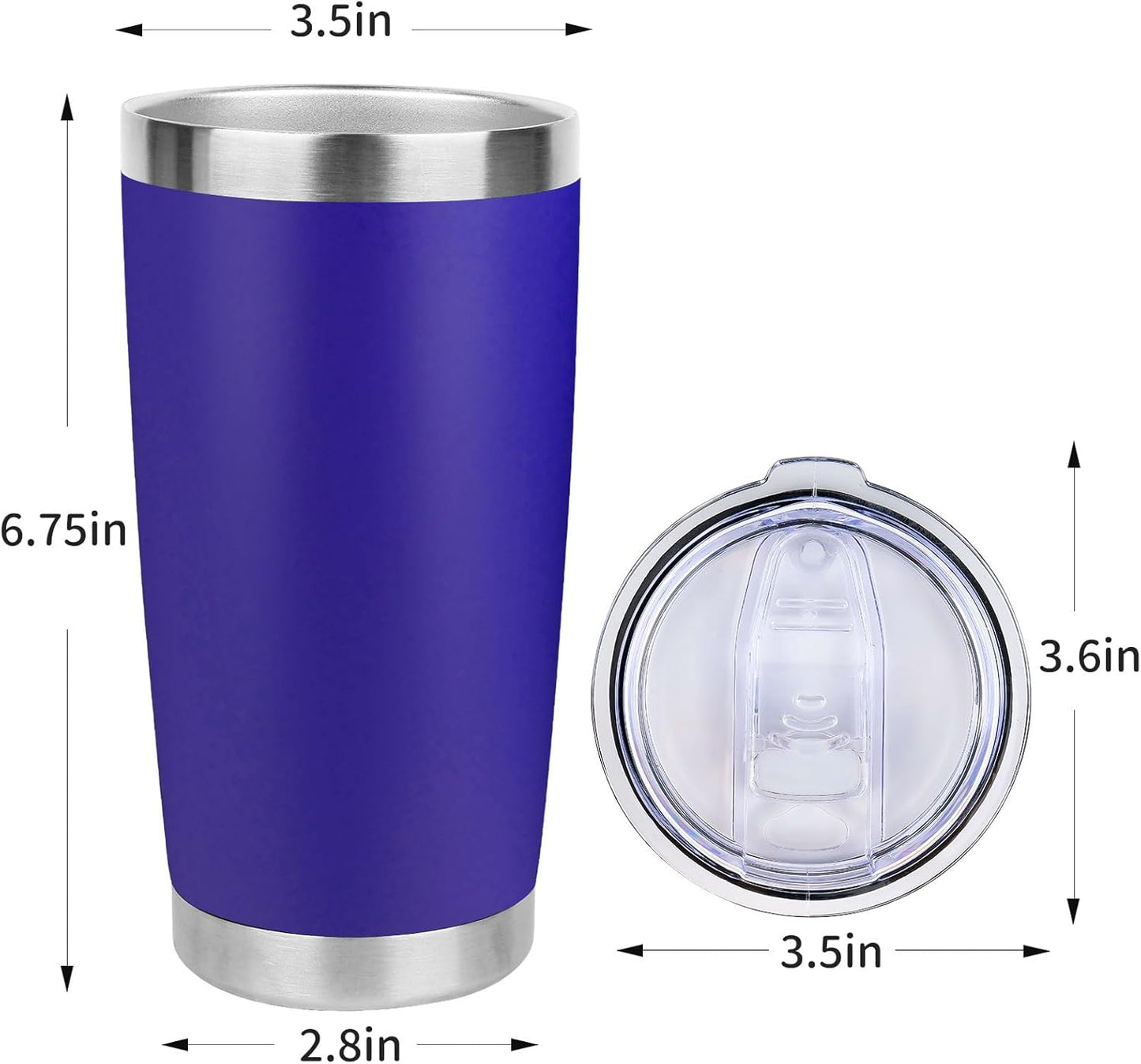 20oz Stainless Steel Tumbler with Lid, Travel Mug - Double Wall Vacuum Powder Coated Cup - Red, 1 Pack