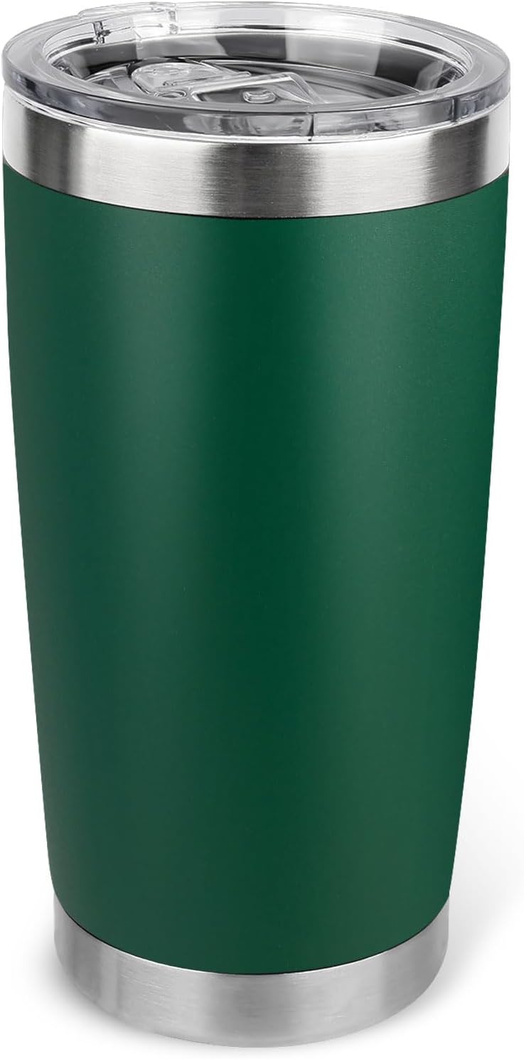 20oz Stainless Steel Tumbler with Lid, Travel Mug - Double Wall Vacuum Powder Coated Cup - Red, 1 Pack
