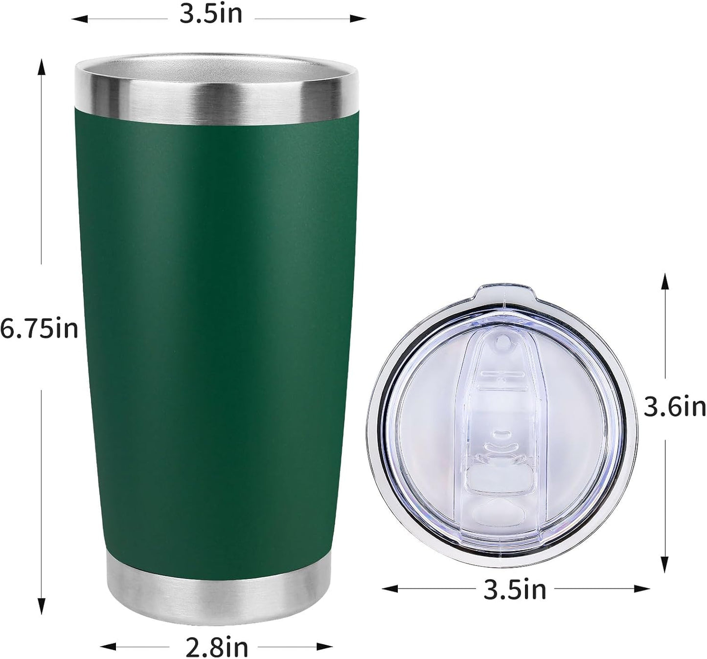 20oz Stainless Steel Tumbler with Lid, Travel Mug - Double Wall Vacuum Powder Coated Cup - Red, 1 Pack