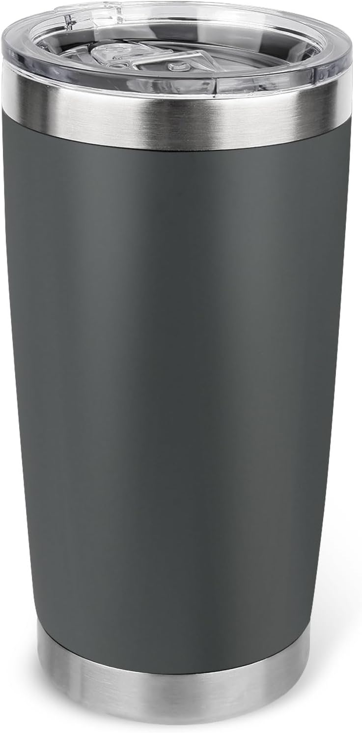 20oz Stainless Steel Tumbler with Lid, Travel Mug - Double Wall Vacuum Powder Coated Cup - Red, 1 Pack