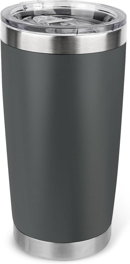 20oz Stainless Steel Tumbler with Lid, Travel Mug - Double Wall Vacuum Powder Coated Cup - Red, 1 Pack