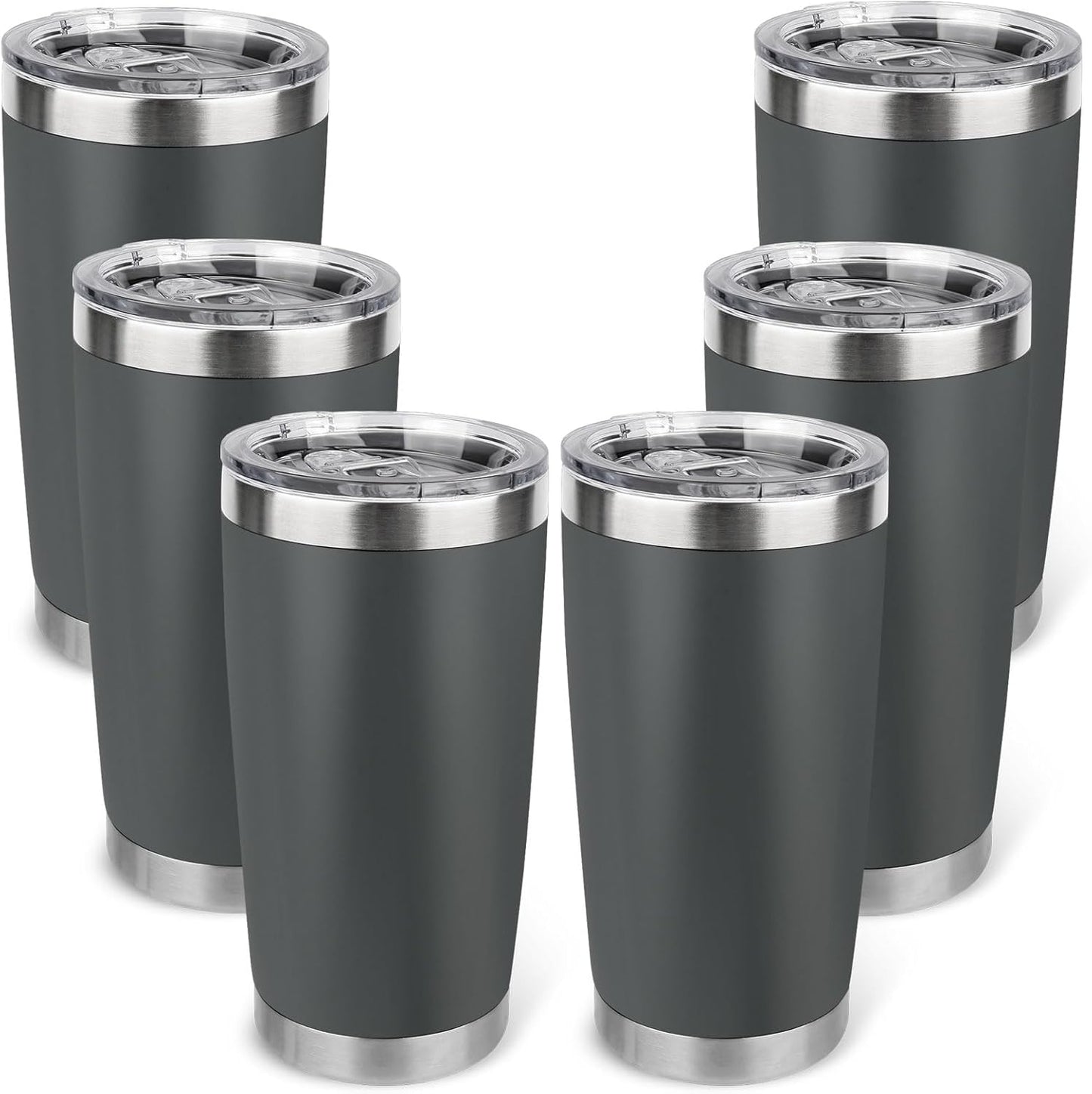 20oz Stainless Steel Tumbler with Lid, Travel Mug - Double Wall Vacuum Powder Coated Cup - Red, 1 Pack