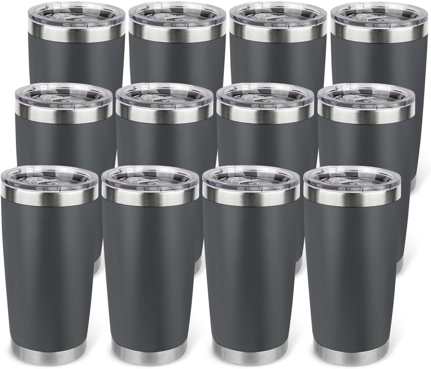 20oz Stainless Steel Tumbler with Lid, Travel Mug - Double Wall Vacuum Powder Coated Cup - Red, 1 Pack