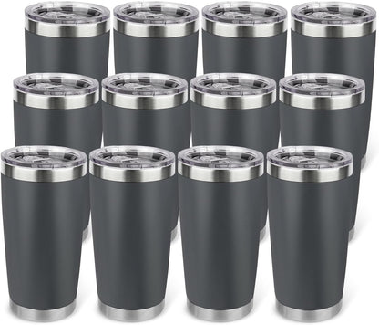 20oz Stainless Steel Tumbler with Lid, Travel Mug - Double Wall Vacuum Powder Coated Cup - Red, 1 Pack