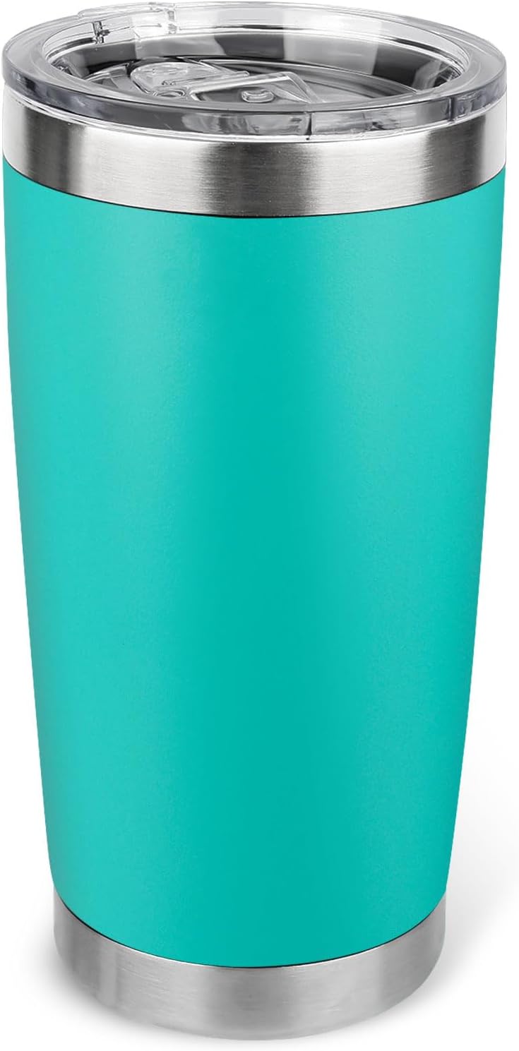 20oz Stainless Steel Tumbler with Lid, Travel Mug - Double Wall Vacuum Powder Coated Cup - Red, 1 Pack