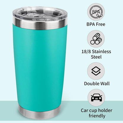20oz Stainless Steel Tumbler with Lid, Travel Mug - Double Wall Vacuum Powder Coated Cup - Red, 1 Pack