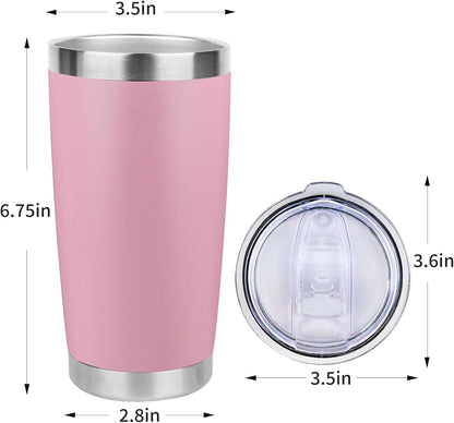 20oz Stainless Steel Tumbler with Lid, Travel Mug - Double Wall Vacuum Powder Coated Cup - Red, 1 Pack