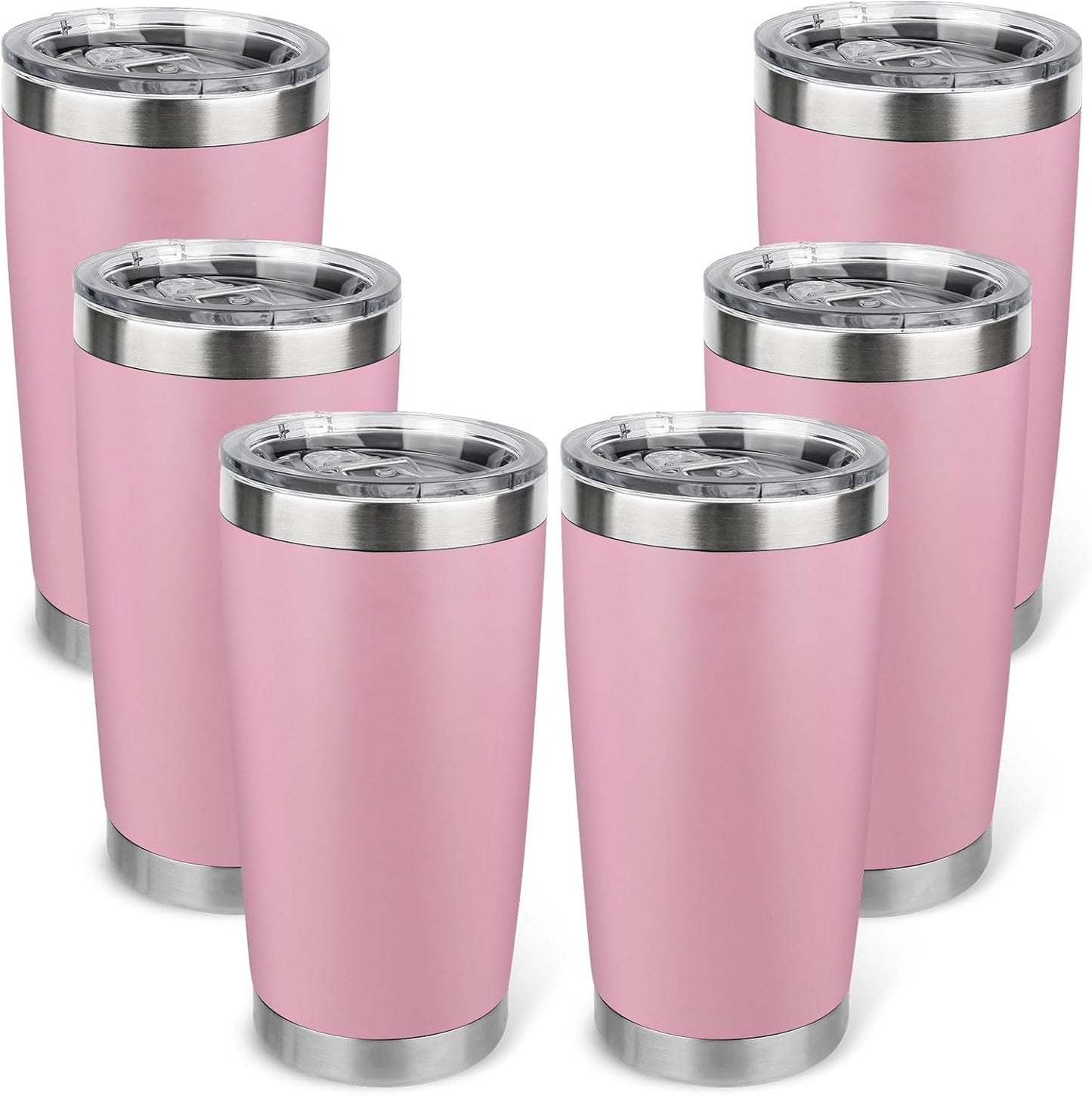 20oz Stainless Steel Tumbler with Lid, Travel Mug - Double Wall Vacuum Powder Coated Cup - Red, 1 Pack