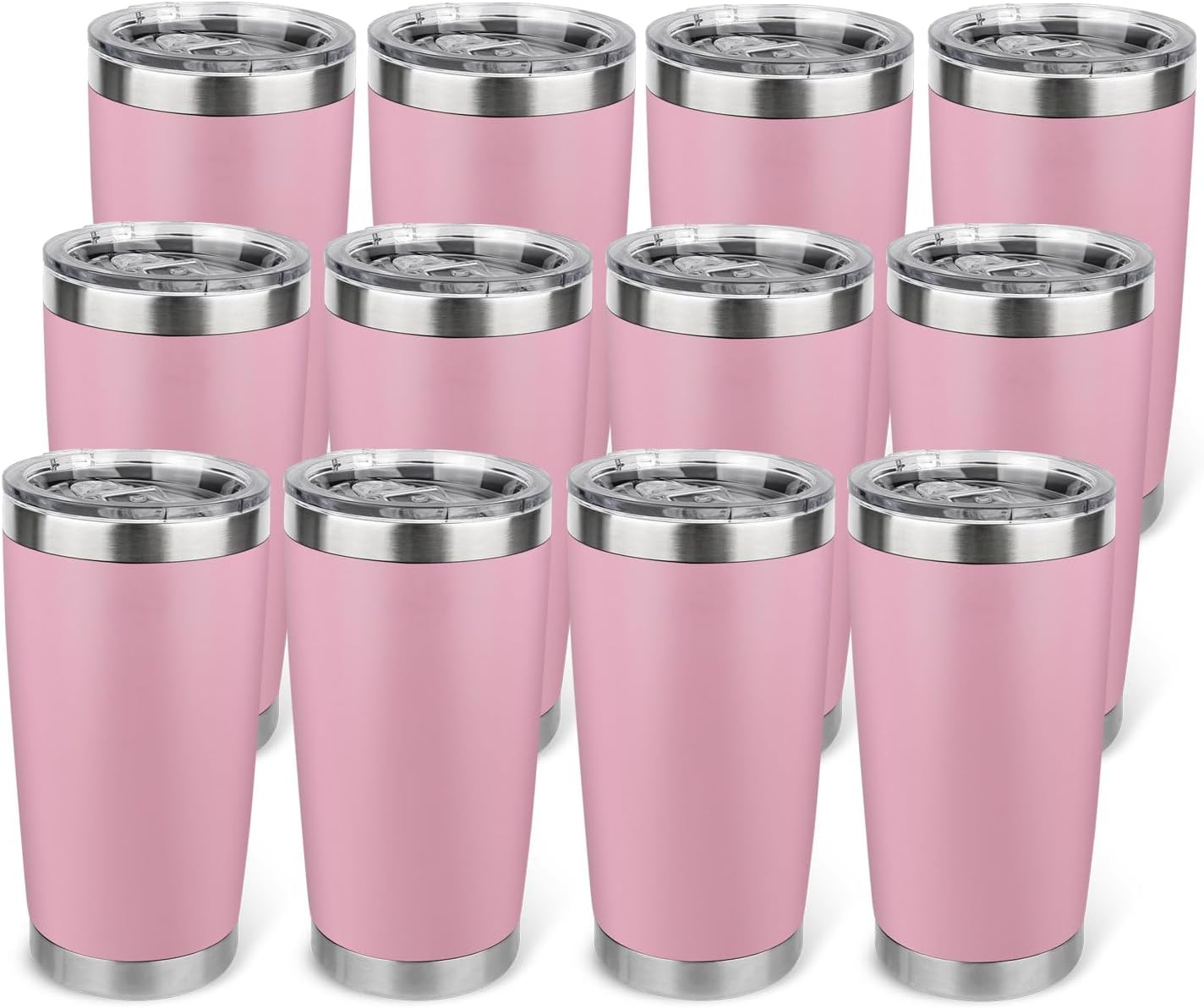 20oz Stainless Steel Tumbler with Lid, Travel Mug - Double Wall Vacuum Powder Coated Cup - Red, 1 Pack