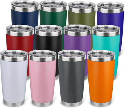 20oz Stainless Steel Tumbler with Lid, Travel Mug - Double Wall Vacuum Powder Coated Cup - Red, 1 Pack