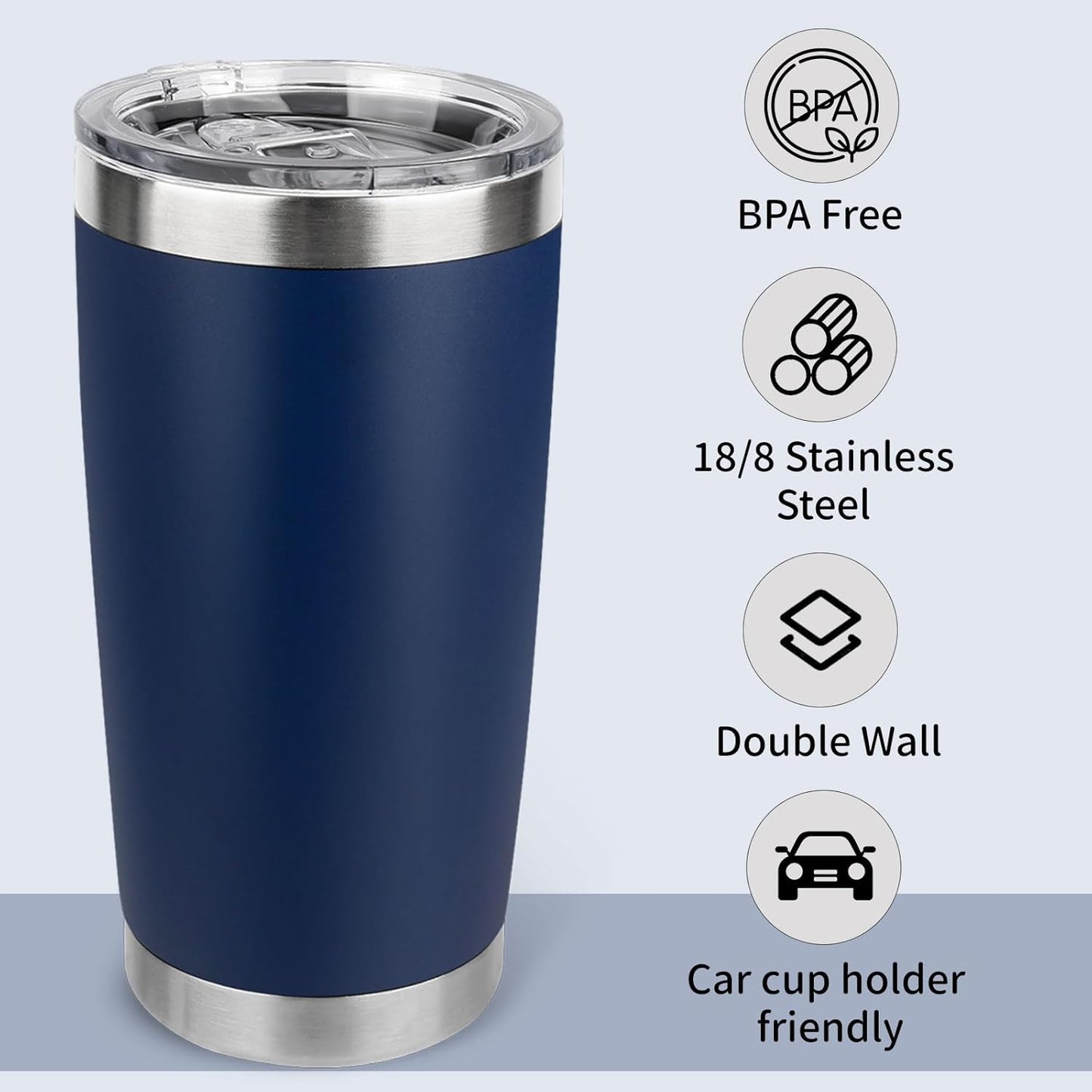 20oz Stainless Steel Tumbler with Lid, Travel Mug - Double Wall Vacuum Powder Coated Cup - Red, 1 Pack