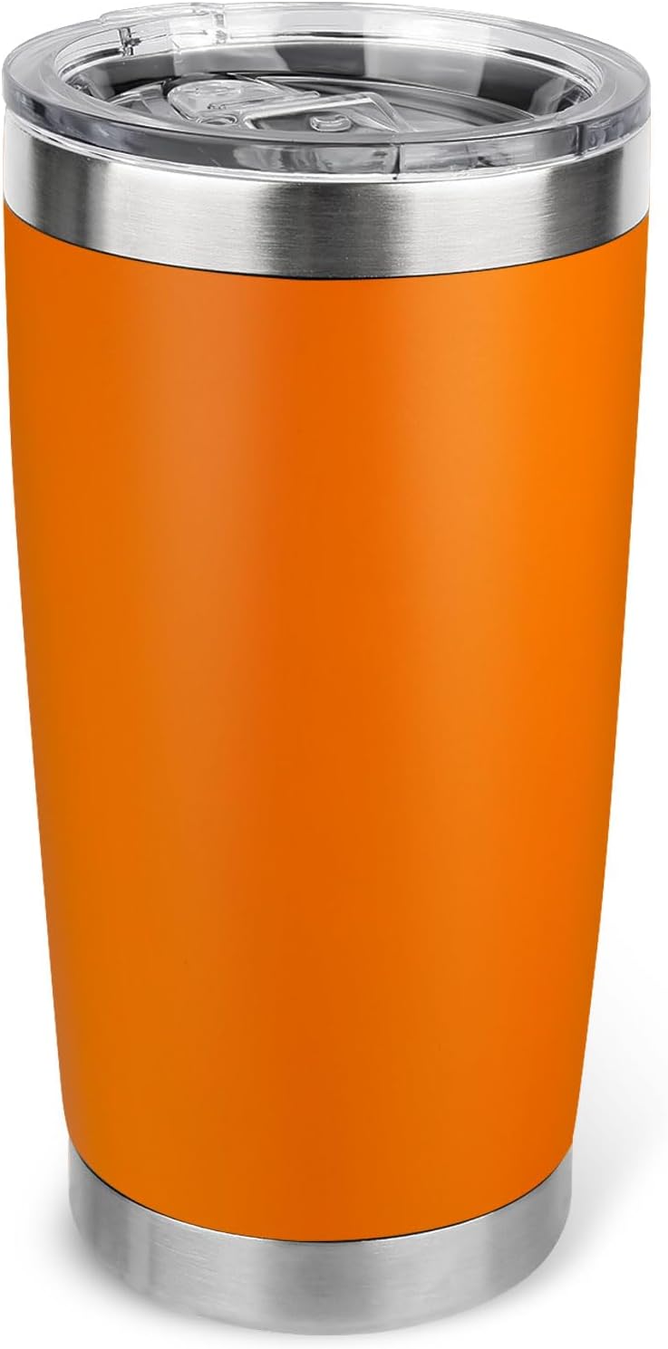 20oz Stainless Steel Tumbler with Lid, Travel Mug - Double Wall Vacuum Powder Coated Cup - Red, 1 Pack