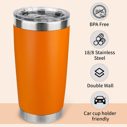 20oz Stainless Steel Tumbler with Lid, Travel Mug - Double Wall Vacuum Powder Coated Cup - Red, 1 Pack