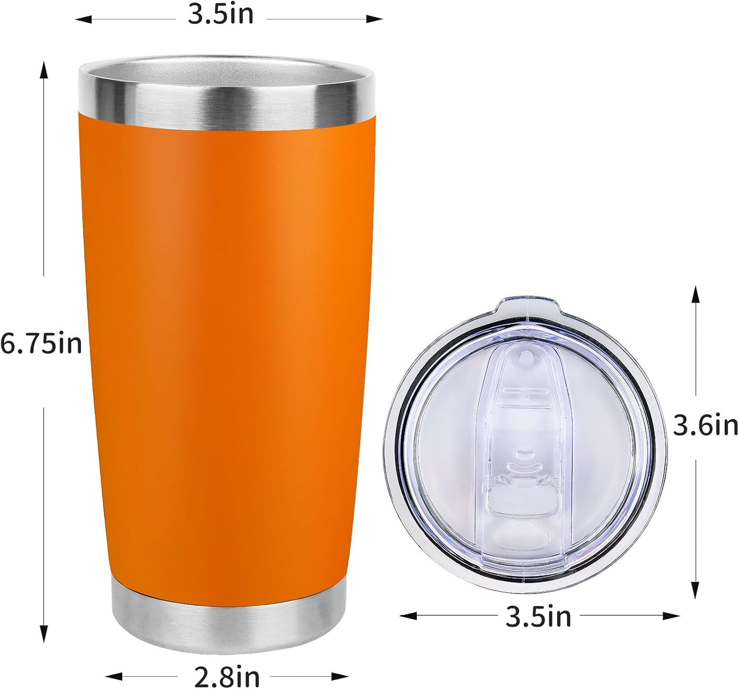 20oz Stainless Steel Tumbler with Lid, Travel Mug - Double Wall Vacuum Powder Coated Cup - Red, 1 Pack