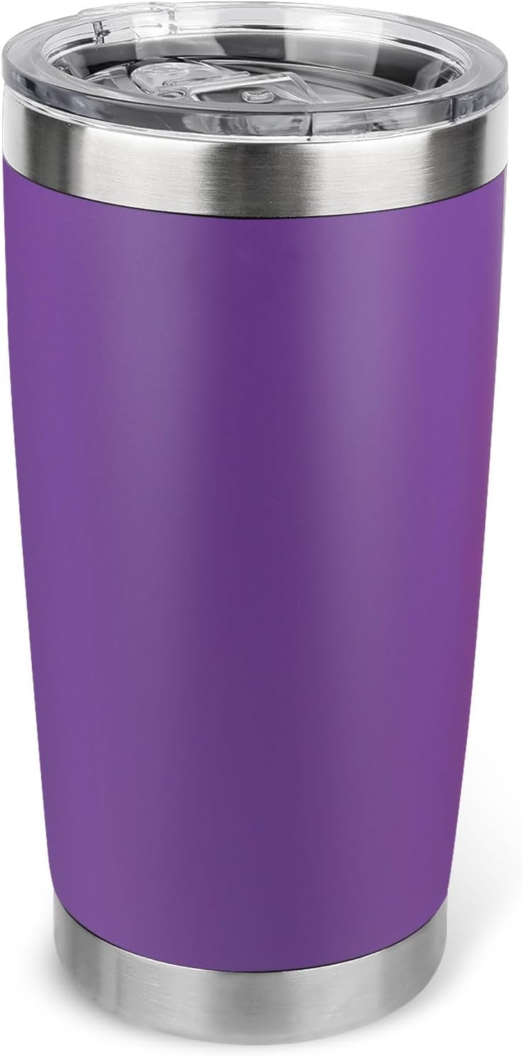20oz Stainless Steel Tumbler with Lid, Travel Mug - Double Wall Vacuum Powder Coated Cup - Red, 1 Pack