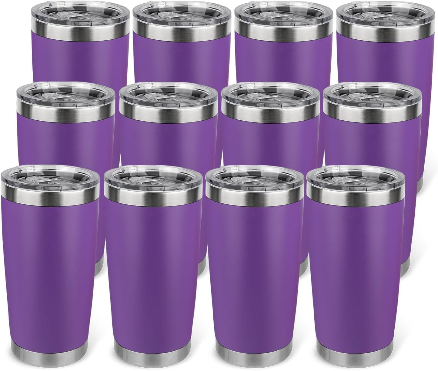 20oz Stainless Steel Tumbler with Lid, Travel Mug - Double Wall Vacuum Powder Coated Cup - Red, 1 Pack