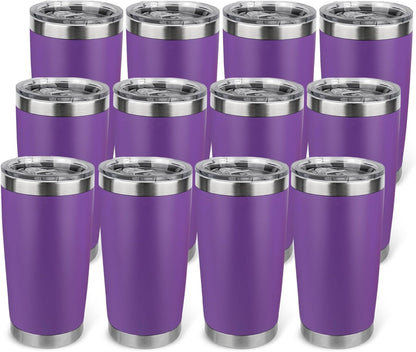 20oz Stainless Steel Tumbler with Lid, Travel Mug - Double Wall Vacuum Powder Coated Cup - Red, 1 Pack