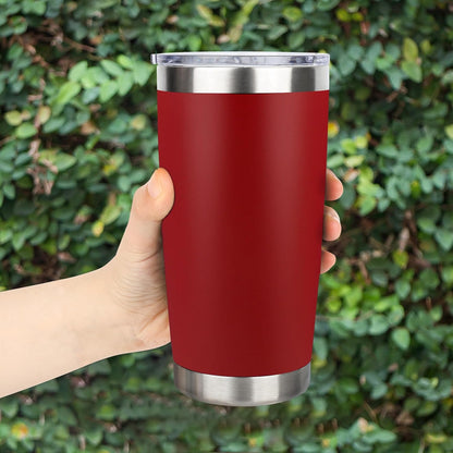 20oz Stainless Steel Tumbler with Lid, Travel Mug - Double Wall Vacuum Powder Coated Cup - Red, 1 Pack