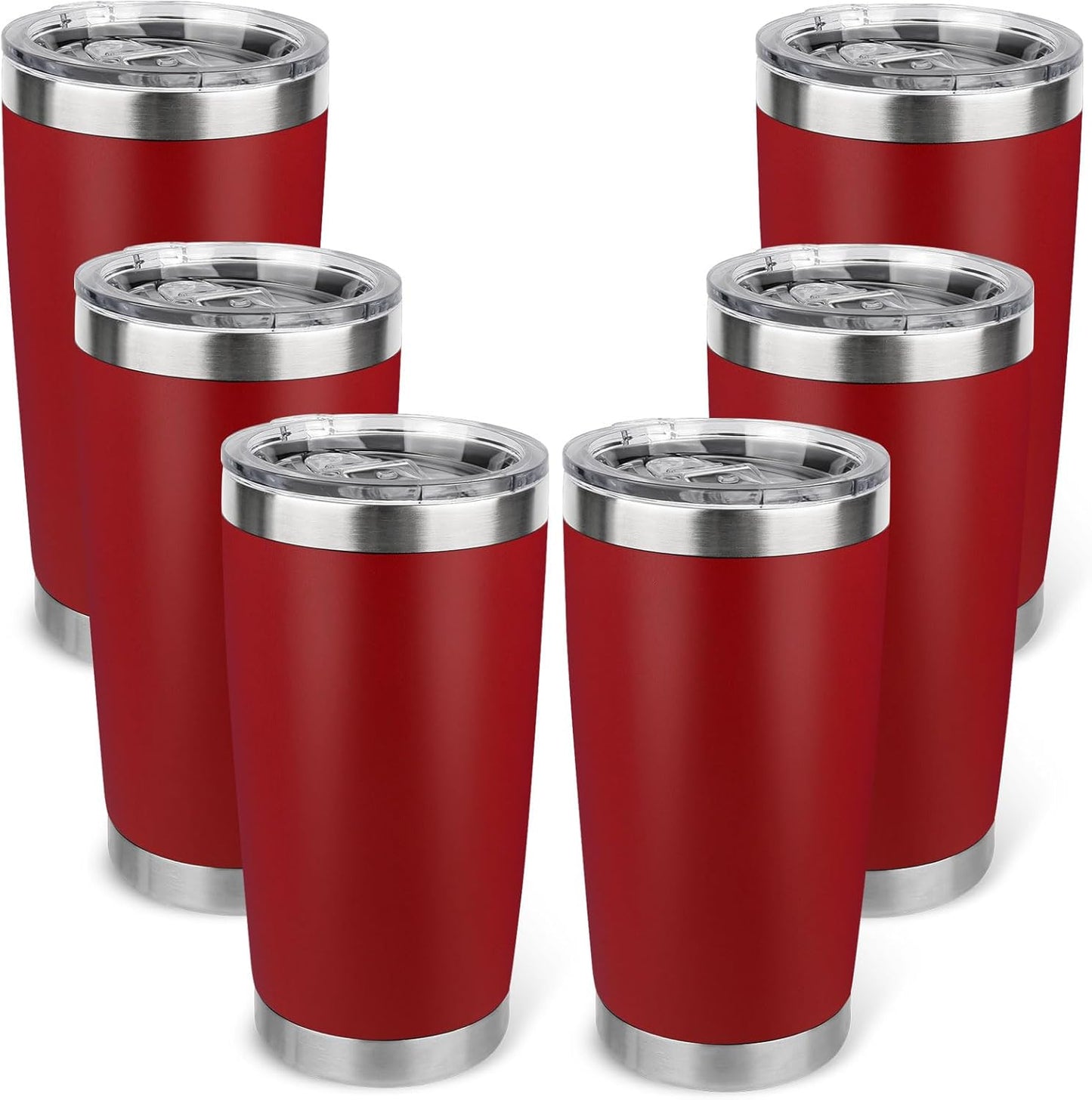 20oz Stainless Steel Tumbler with Lid, Travel Mug - Double Wall Vacuum Powder Coated Cup - Red, 1 Pack