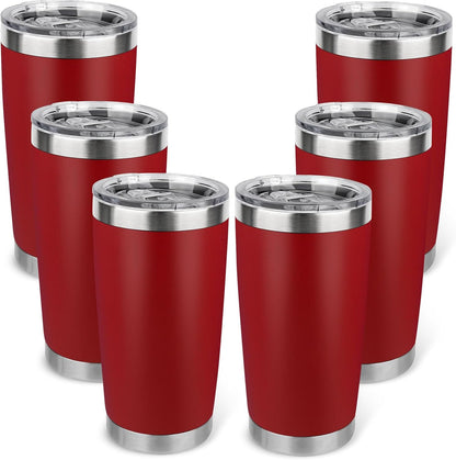 20oz Stainless Steel Tumbler with Lid, Travel Mug - Double Wall Vacuum Powder Coated Cup - Red, 1 Pack