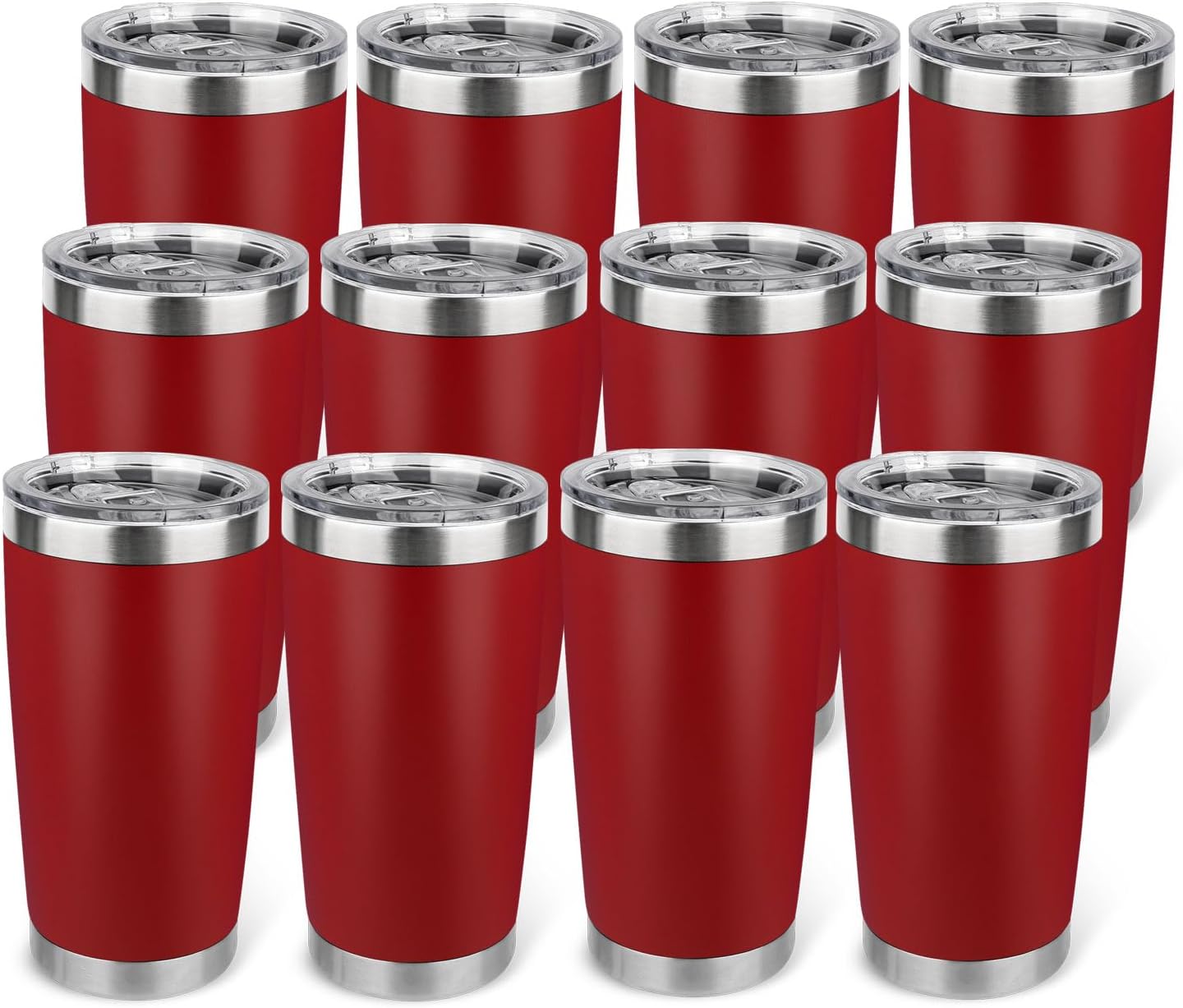 20oz Stainless Steel Tumbler with Lid, Travel Mug - Double Wall Vacuum Powder Coated Cup - Red, 1 Pack