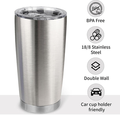 20oz Stainless Steel Tumbler with Lid, Travel Mug - Double Wall Vacuum Powder Coated Cup - Red, 1 Pack