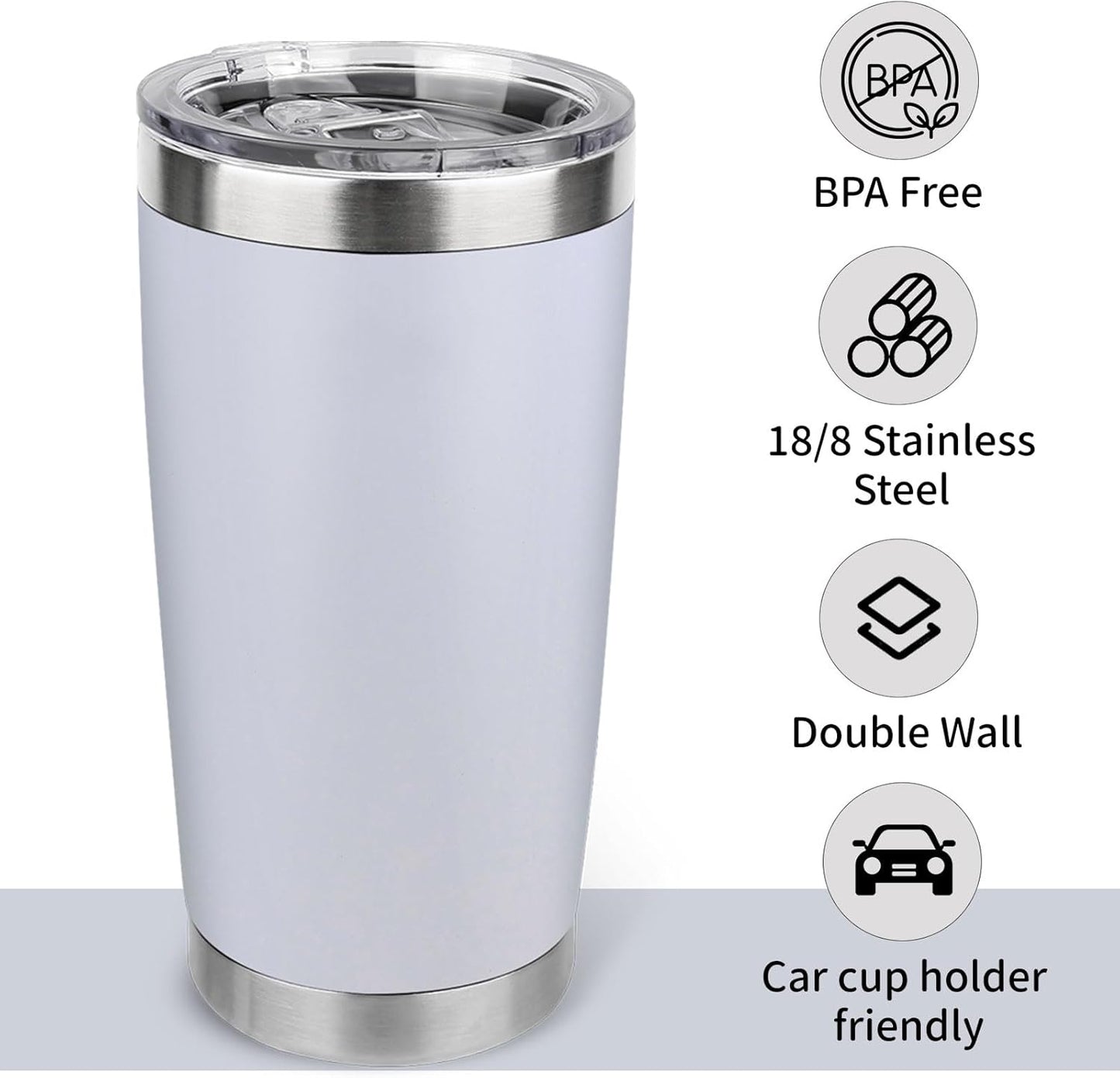 20oz Stainless Steel Tumbler with Lid, Travel Mug - Double Wall Vacuum Powder Coated Cup - Red, 1 Pack