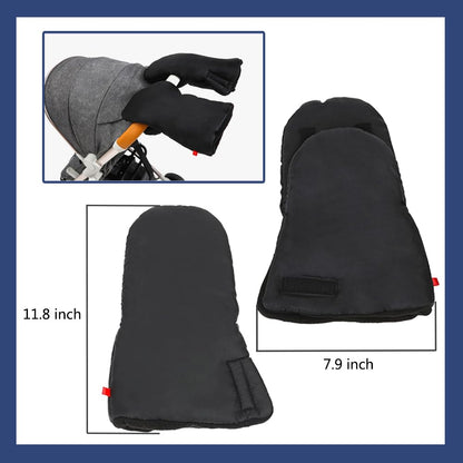 Winter Anti-Freeze Stroller Mittens, Waterproof Warm Extra Thick HandMuff for Stroller Accessories, Black Waterproof Women Men Winter Stroller Gloves Hand Muff Warmers Extra Thick Anti-Freeze