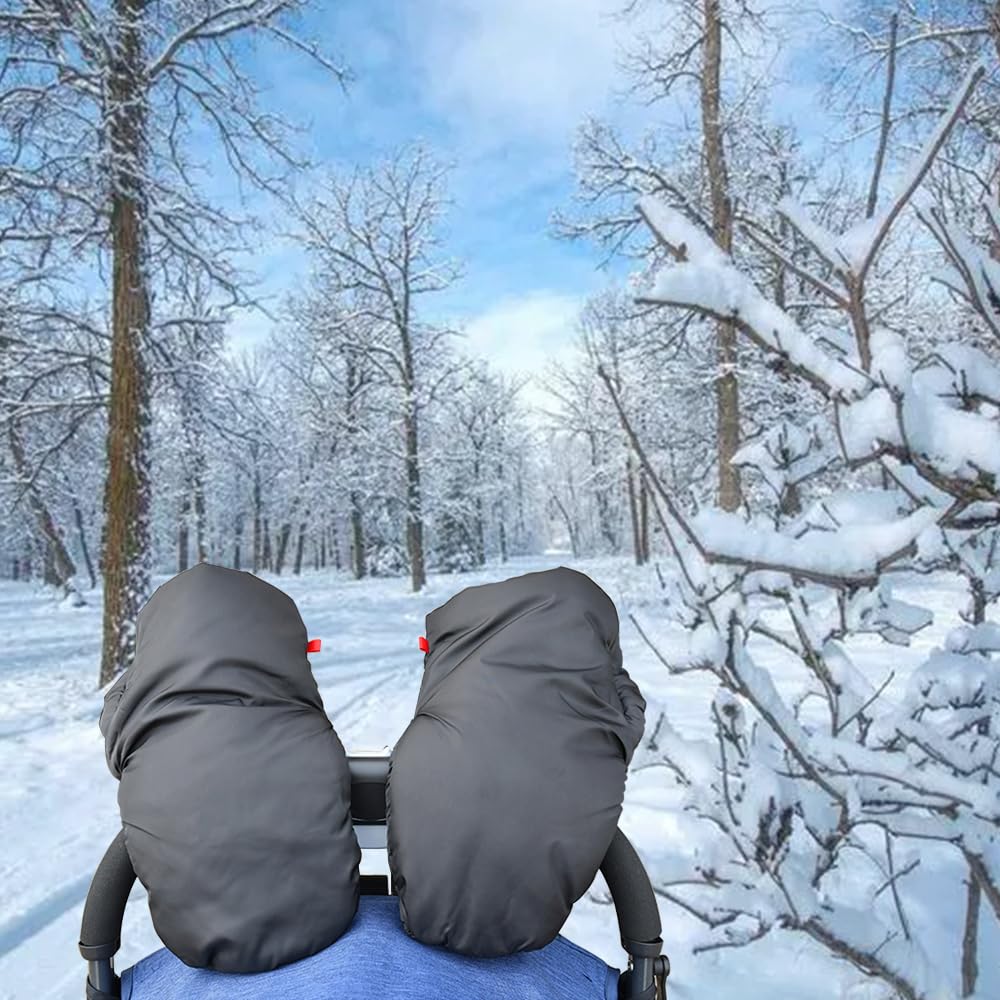 Winter Anti-Freeze Stroller Mittens, Waterproof Warm Extra Thick HandMuff for Stroller Accessories, Black Waterproof Women Men Winter Stroller Gloves Hand Muff Warmers Extra Thick Anti-Freeze