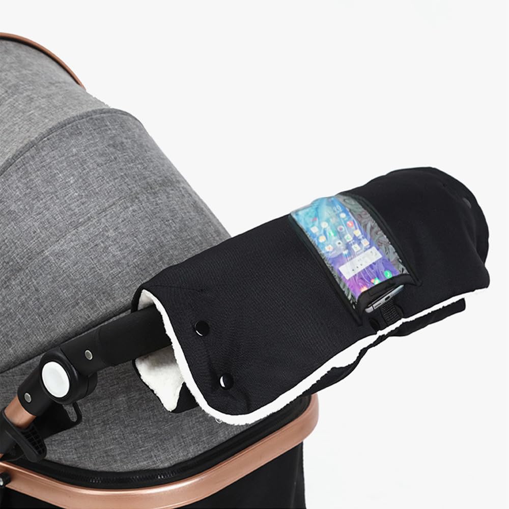 Winter Anti-Freeze Stroller Mittens, Waterproof Warm Extra Thick HandMuff for Stroller Accessories, Black Waterproof Women Men Winter Stroller Gloves Hand Muff Warmers Extra Thick Anti-Freeze