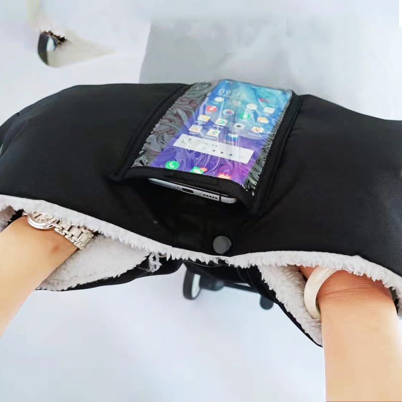 Winter Anti-Freeze Stroller Mittens, Waterproof Warm Extra Thick HandMuff for Stroller Accessories, Black Waterproof Women Men Winter Stroller Gloves Hand Muff Warmers Extra Thick Anti-Freeze