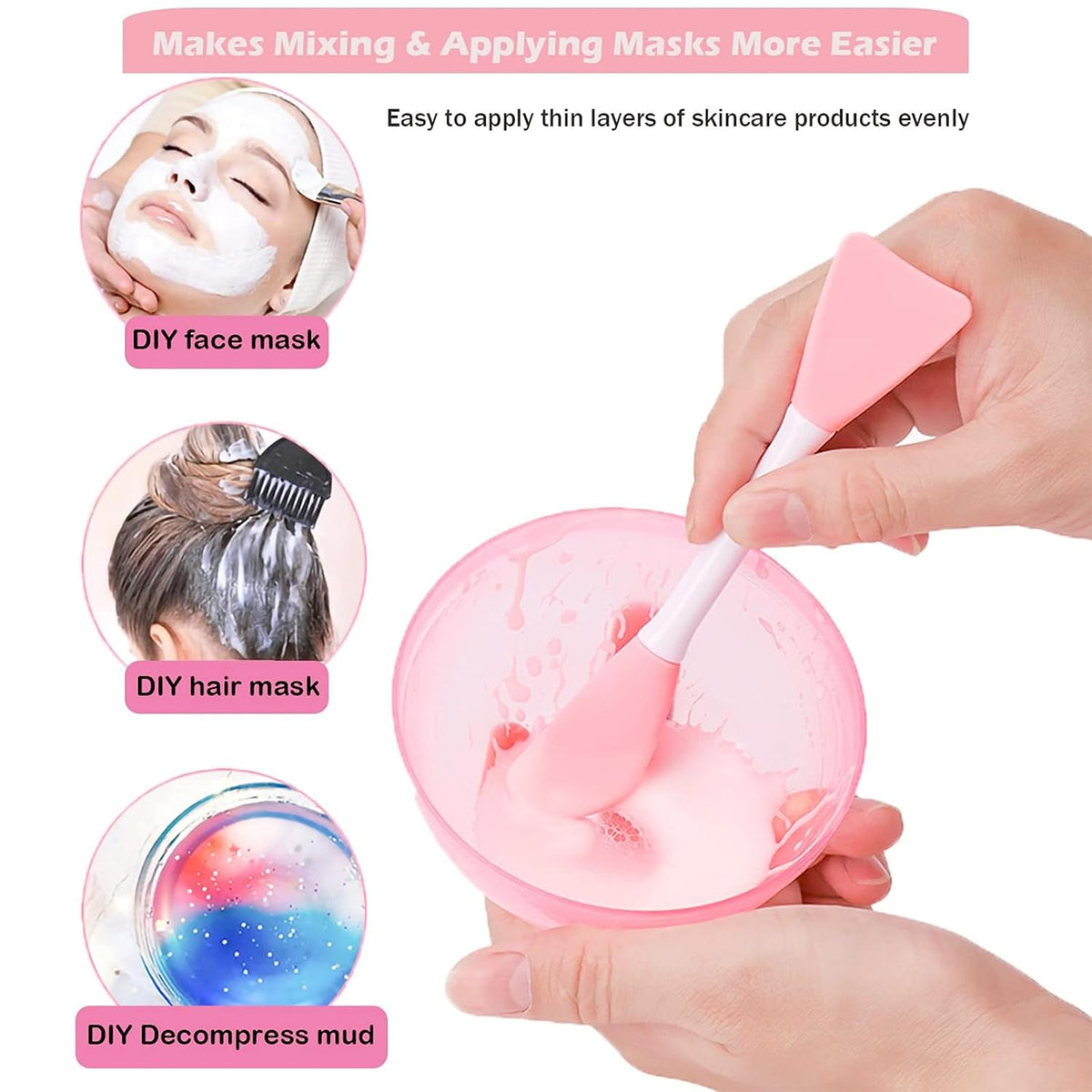 Mask Applicator Silicone Face Brush Face Mud Cream,Clay Mask,DIY,Modeling Mask Brushes DIY Mud Mixing Spatula Double-end Handheld Scoop Skin Care Make up Foundation Gel Cosmetic Tool