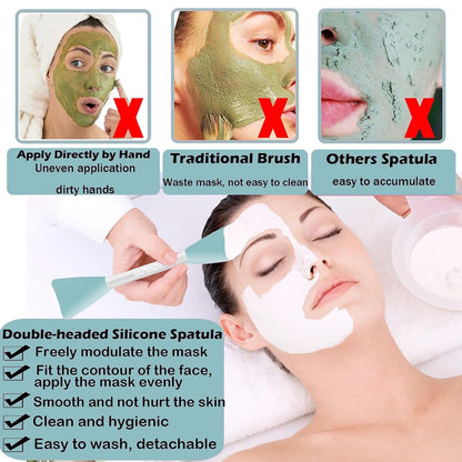 Mask Applicator Silicone Face Brush Face Mud Cream,Clay Mask,DIY,Modeling Mask Brushes DIY Mud Mixing Spatula Double-end Handheld Scoop Skin Care Make up Foundation Gel Cosmetic Tool