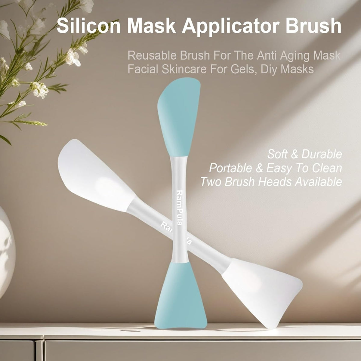Mask Applicator Silicone Face Brush Face Mud Cream,Clay Mask,DIY,Modeling Mask Brushes DIY Mud Mixing Spatula Double-end Handheld Scoop Skin Care Make up Foundation Gel Cosmetic Tool