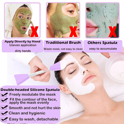 Mask Applicator Silicone Face Brush Face Mud Cream,Clay Mask,DIY,Modeling Mask Brushes DIY Mud Mixing Spatula Double-end Handheld Scoop Skin Care Make up Foundation Gel Cosmetic Tool