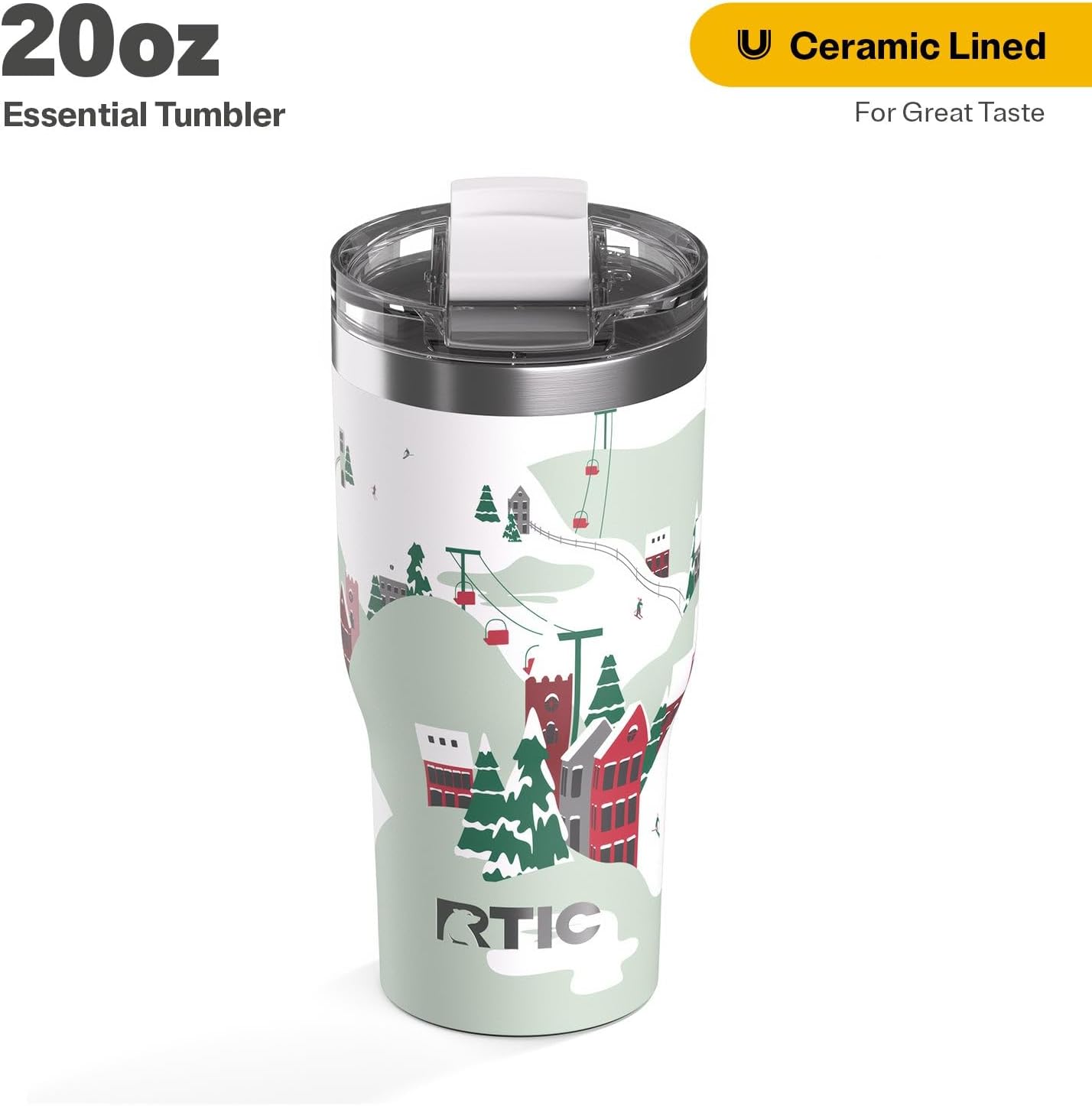 20oz Essential Tumbler with Lid, Ceramic Lined, White | Insulated, Stainless Steel Metal, Portable Travel Cup for Hot and Cold Drinks, Coffee, Car, Camping and Travel